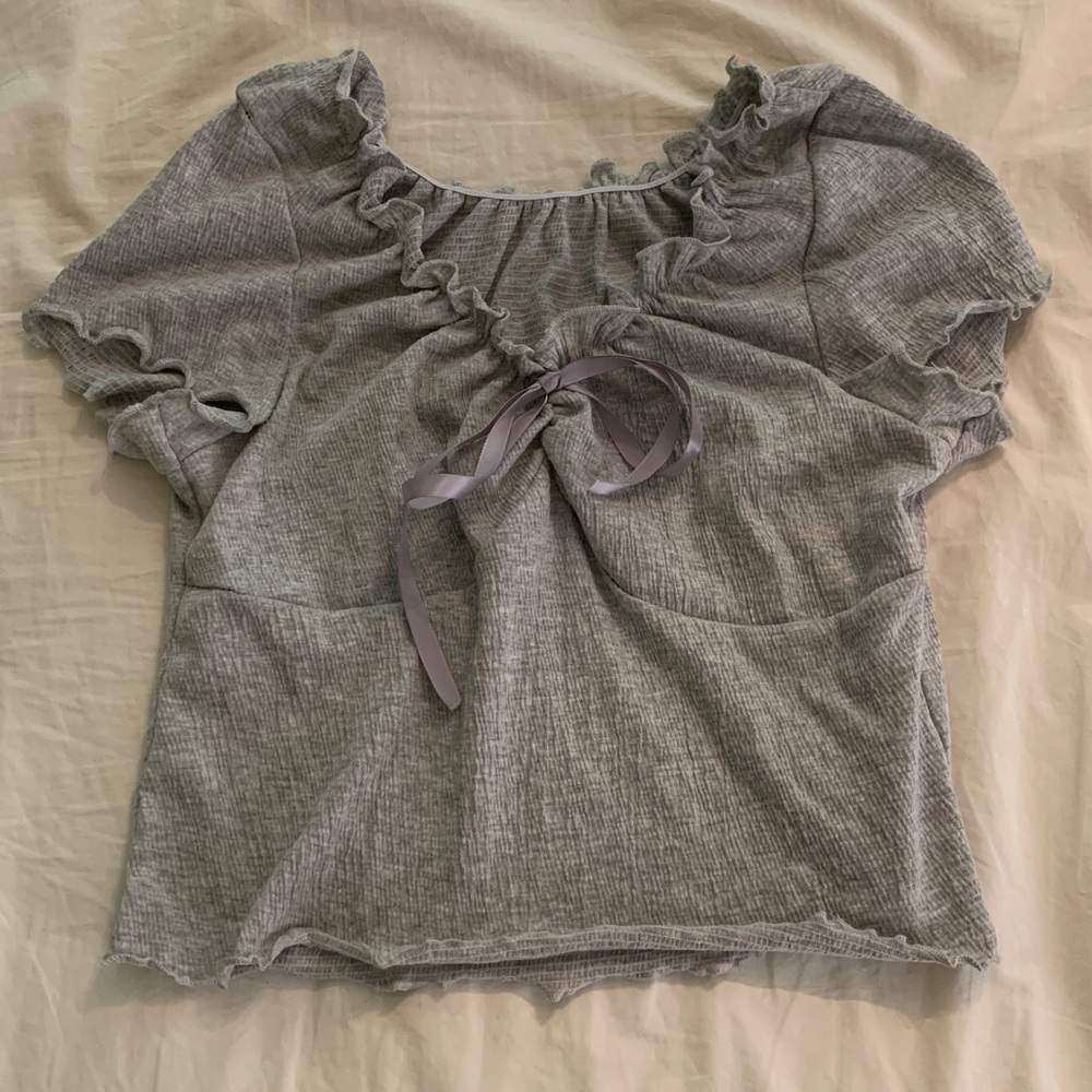Bow/ribbon detail short sleeve top